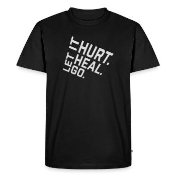 Laisse faire mal Laisse ça guérir Laisse partir Inspirant - T-shirt Premium bio Homme - noir - Devant - Nico (187cm)