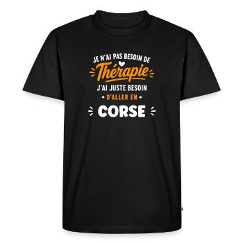 Corse Pas de Thérapie - T-shirt Premium bio Homme - noir - Devant - Nico (187cm)
