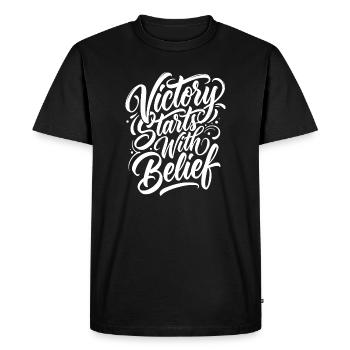 La victoire commence par la croyance - T-shirt Premium bio Homme - noir - Devant - Nico (187cm)