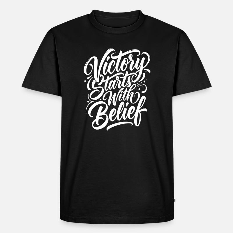 Der Sieg beginnt mit dem Glauben - Männer Premium Bio T-Shirt - Schwarz
