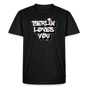 Cœur de Berlin t’aime 3D - T-shirt Premium bio Homme - noir - Devant - Nico (187cm)