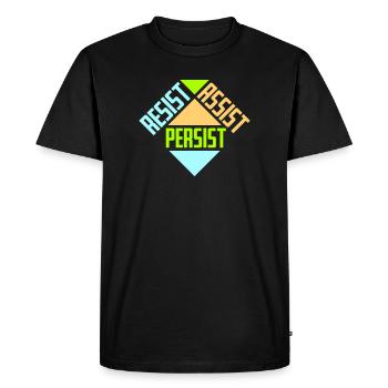 Resist Assist Persist Activism Motivation Logo - Men's Premium Organic T-Shirt - black - Front - Nico (187cm)