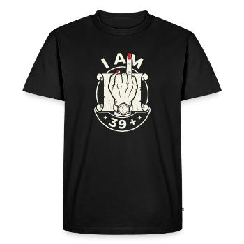 Birthday 40 Years 39 Plus Middle Finger - Men's Premium Organic T-Shirt - black - Front - Nico (187cm)