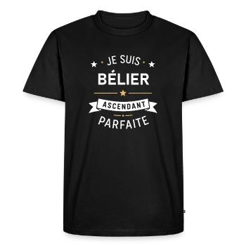 Bélier Ascendant Parfaite - T-shirt Premium bio Homme - noir - Devant - Nico (187cm)