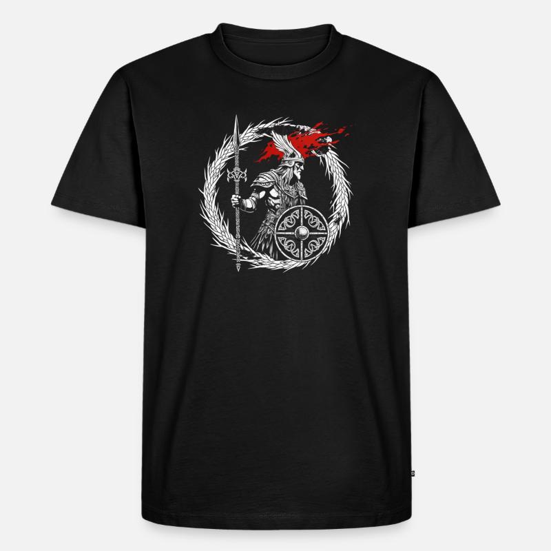 Furchtloser Wikinger Krieger - Walhalla wartet - Männer Premium Bio T-Shirt - Schwarz
