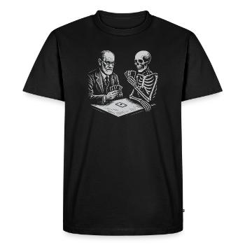 T-shirt de cartes de Sigmund Freud avec la mort - T-shirt Premium bio Homme - noir - Devant - Nico (187cm)