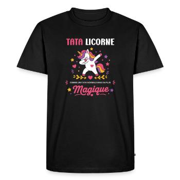 Tata Licorne Magique - T-shirt Premium bio Homme - noir - Devant - Nico (187cm)
