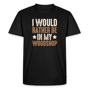 Je préférerais être dans mon cadeau d’atelier - T-shirt Premium bio Homme - noir - Devant - Nico (187cm)
