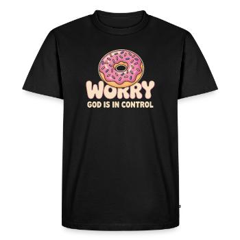 La foi en donut inspire : Dieu contrôle - T-shirt Premium bio Homme - noir - Devant - Nico (187cm)