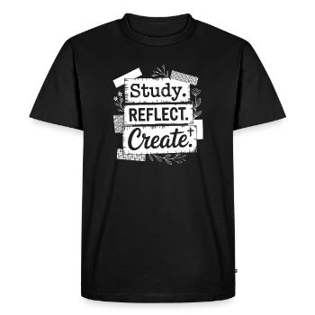 Study Reflect Create Floral Quote - Men's Premium Organic T-Shirt - black - Front - Nico (187cm)