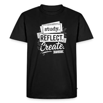 Étude Réfléchissez, Créez une Typographie Motivationnelle - T-shirt Premium bio Homme - noir - Devant - Nico (187cm)