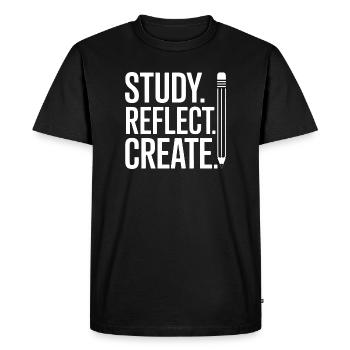 Study Reflect Create Typography Art - Men's Premium Organic T-Shirt - black - Front - Nico (187cm)
