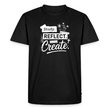 Étudier. Réfléchis. Créez. - T-shirt Premium bio Homme - noir - Devant - Nico (187cm)
