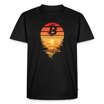 Bitcoin Retro Sunnendoom - Men's Premium Organic T-Shirt - black - Front - Nico (187cm)
