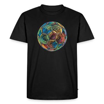 Soccer Ball Football Colorful Drawing Art Print - Men's Premium Organic T-Shirt - black - Front - Nico (187cm)