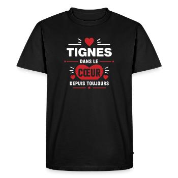 Tignes dans le cœur depuis toujours - T-shirt Premium bio Homme - noir - Devant - Nico (187cm)