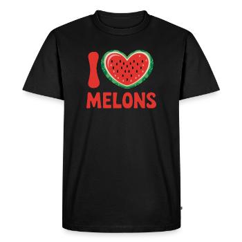 I Love Melons Heart Watermelon Summer Fun - Men's Premium Organic T-Shirt - black - Front - Nico (187cm)