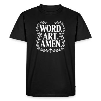 Croix d’Art du Mot du Patrimoine - T-shirt Premium bio Homme - noir - Devant - Nico (187cm)