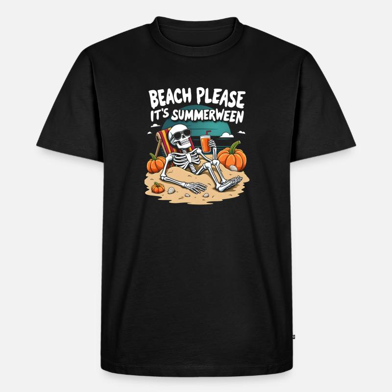 Beach Please Summerween Halloween - Männer Premium Bio T-Shirt - Schwarz