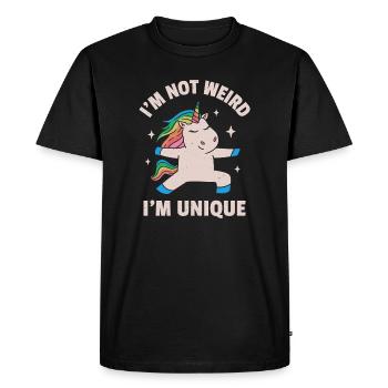 Je ne suis pas bizarre, je suis unique - T-shirt Premium bio Homme - noir - Devant - Nico (187cm)