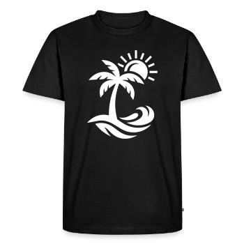 Palm Tree Beach Ocean - Men's Premium Organic T-Shirt - black - Front - Nico (187cm)