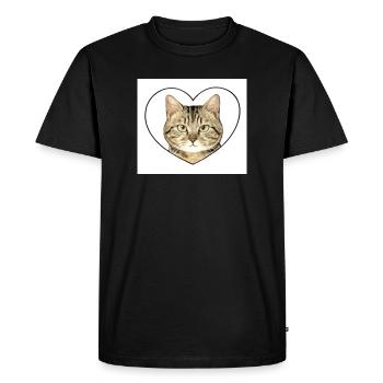 Feline Heart: Cat Portrait - Men's Premium Organic T-Shirt - black - Front - Nico (187cm)