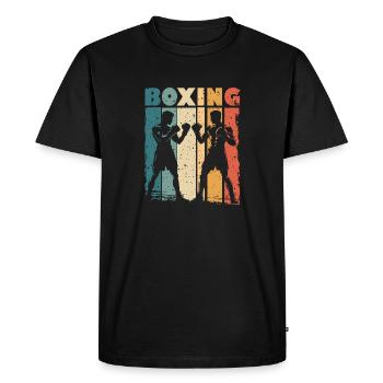 Style rétro graphique de boxe pour boxeurs et entraîneurs - T-shirt Premium bio Homme - noir - Devant - Nico (187cm)