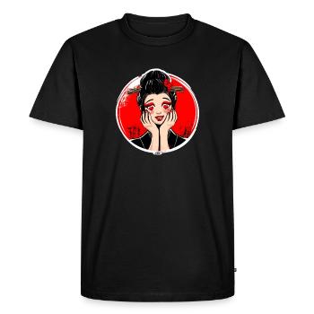 Pop Art du cœur de geisha - T-shirt Premium bio Homme - noir - Devant - Nico (187cm)