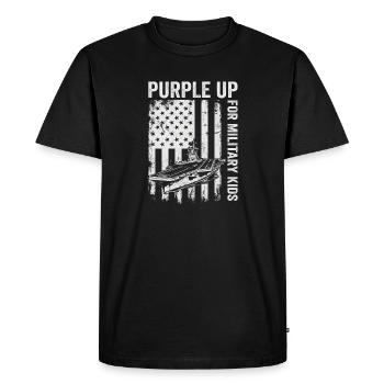 Violet pour Enfant Militaire Enfant Enfant Militaire - T-shirt Premium bio Homme - noir - Devant - Nico (187cm)