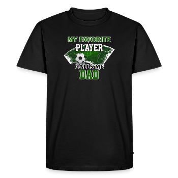 Cadeau de papa de foot Mon joueur préféré m’appelle papa - T-shirt Premium bio Homme - noir - Devant - Nico (187cm)