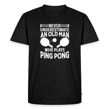 Old Man Ping Pong Legend - Men's Premium Organic T-Shirt - black - Front - Nico (187cm)