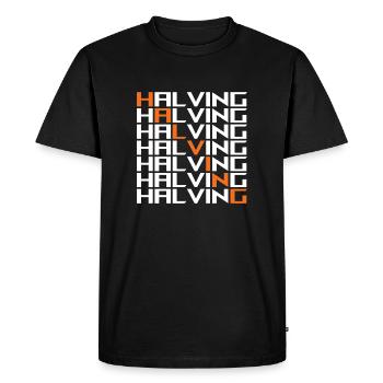 Réduire de moitié Bitcoin - T-shirt Premium bio Homme - noir - Devant - Nico (187cm)