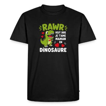 Dinosaure d'amour pour Maman - T-shirt Premium bio Homme - noir - Devant - Nico (187cm)