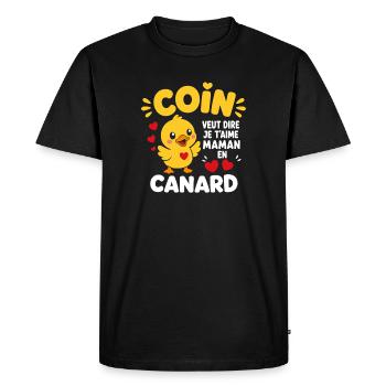 Caneton Coeur Je t'aime Maman - T-shirt Premium bio Homme - noir - Devant - Nico (187cm)
