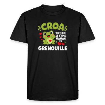 Grenouille d’Amour Maman - T-shirt Premium bio Homme - noir - Devant - Nico (187cm)