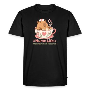 Infirmière de Capybara Aidant - T-shirt Premium bio Homme - noir - Devant - Nico (187cm)