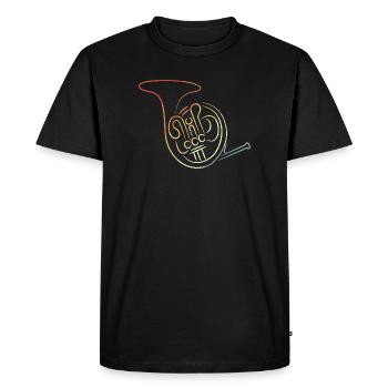 Vintage French Horn Drawing - Men's Premium Organic T-Shirt - black - Front - Nico (187cm)