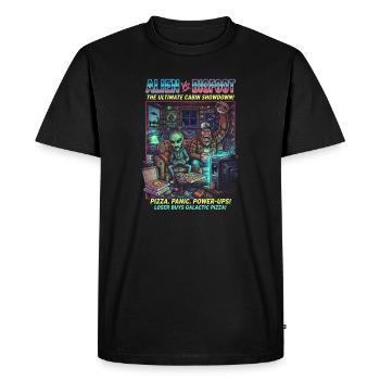 Alien vs Bigfoot – Cabin Showdown Gaming - Men's Premium Organic T-Shirt - black - Front - Nico (187cm)