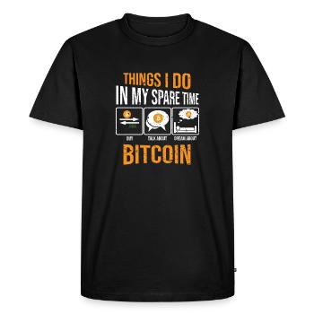 Choses que je fais pendant mon temps libre : Bitcoin - T-shirt Premium bio Homme - noir - Devant - Nico (187cm)