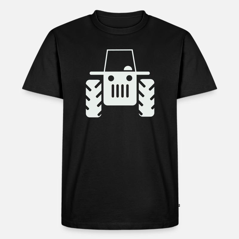 Retro Traktor  - Männer Premium Bio T-Shirt - Schwarz
