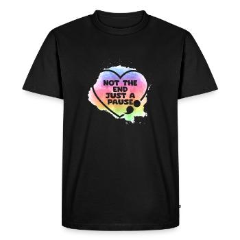 Prévention du suicide en point-virgule juste - T-shirt Premium bio Homme - noir - Devant - Nico (187cm)
