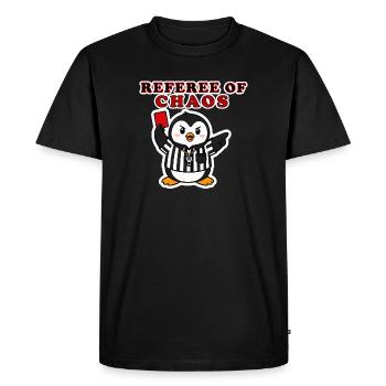 Funny Penguin Football Referee Soccer Sticker Art - Men's Premium Organic T-Shirt - black - Front - Nico (187cm)