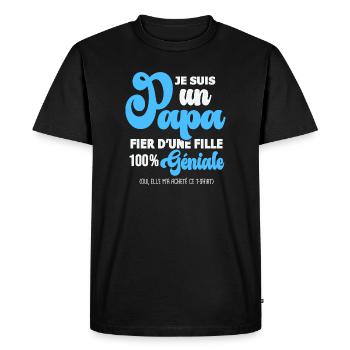 papa fier fille père et fille fête des pères - T-shirt Premium bio Homme - noir - Devant - Nico (187cm)
