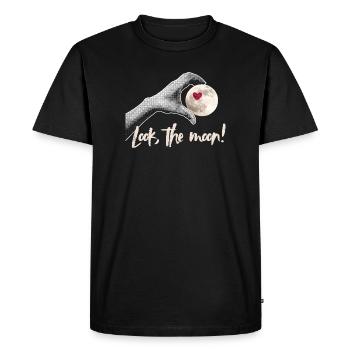 Regarde la lune ! Conception Moonlover - T-shirt Premium bio Homme - noir - Devant - Nico (187cm)