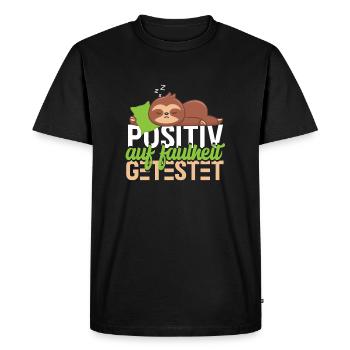Positive for laziness – sloth - Men's Premium Organic T-Shirt - black - Front - Nico (187cm)