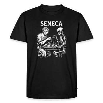 Sénèque jouant aux échecs avec un squelette - T-shirt Premium bio Homme - noir - Devant - Nico (187cm)