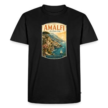 Amalfi Coast Vintage Travel Poster - Men's Premium Organic T-Shirt - black - Front - Nico (187cm)