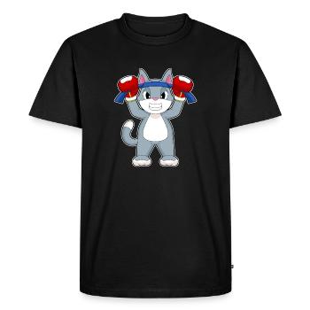 Cat Boxer Boxing Gloves Boxing - Men's Premium Organic T-Shirt - black - Front - Nico (187cm)