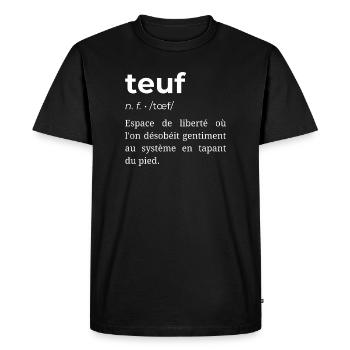 Définition Teuf - Idée amusante teufeur Rave  - T-shirt Premium bio Homme - noir - Devant - Nico (187cm)