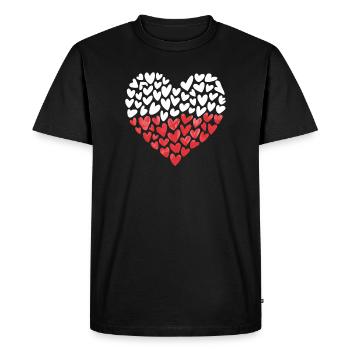 Drapeau polonais Pologne Cœurs Cœurs - T-shirt Premium bio Homme - noir - Devant - Nico (187cm)